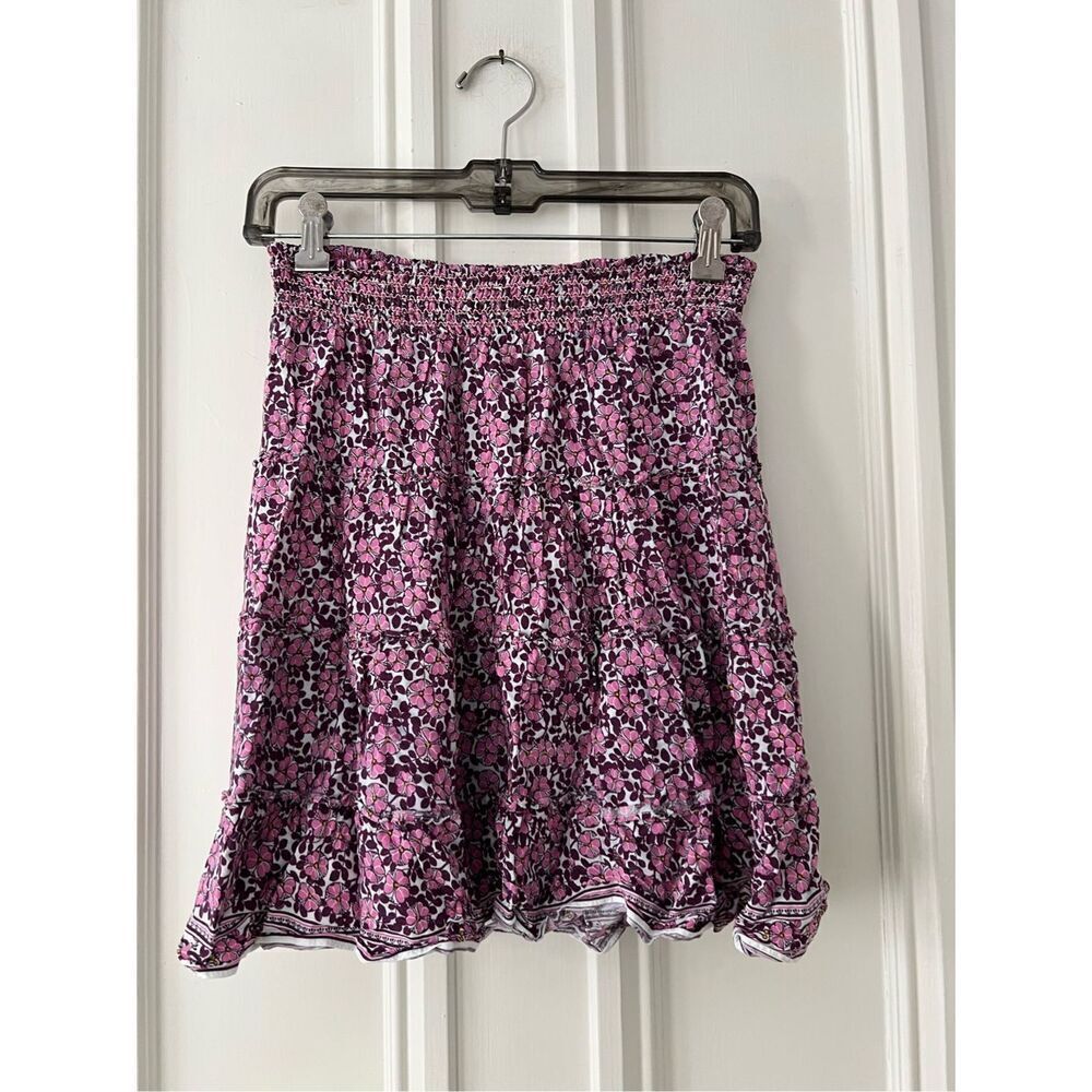 Max Studio pink purple and white floral flowy mini skirt XS - Picture 2 of 4